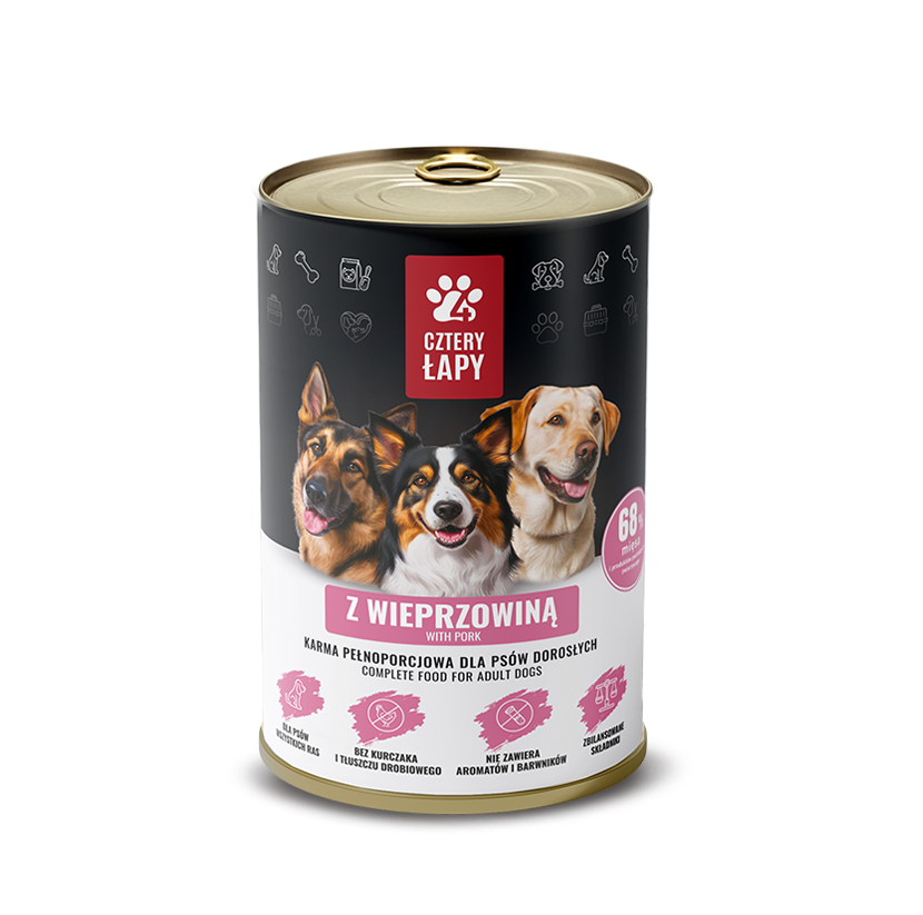 Puszka dla psa z wieprzowiną 1250g